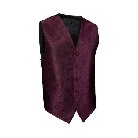 Burgundy Paisley Textured Dress Vest