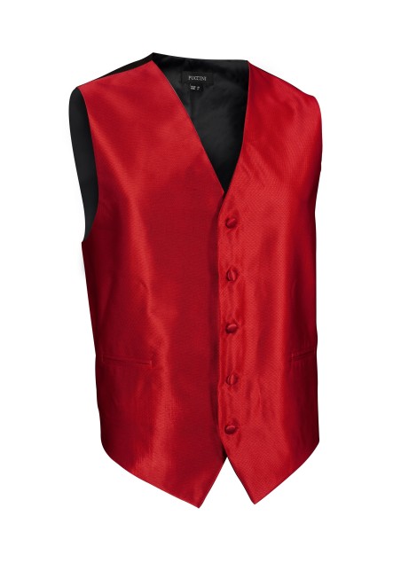 Formal Textured Dress Vest in Bright Ruby Red