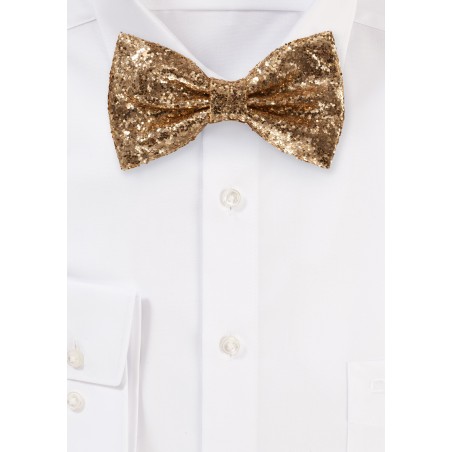 Metallic Glitter Bow Tie in Rose Gold