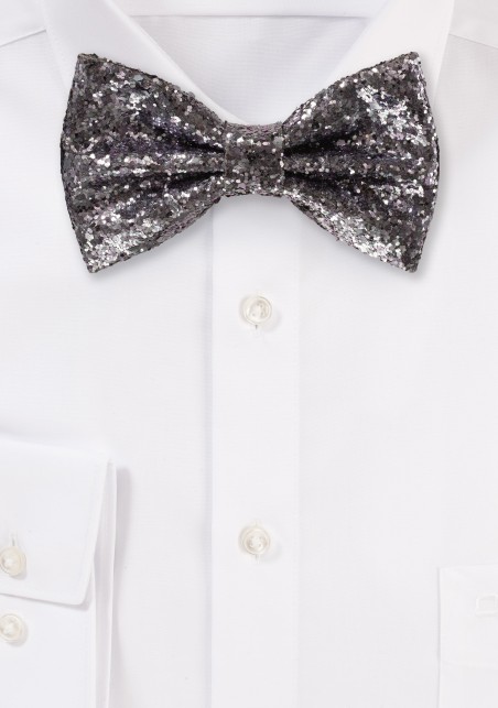 Lilac Glitter Bow Tie silver gray metallic bowties