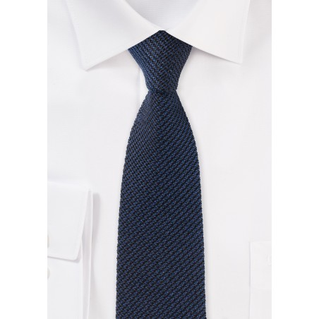 Knit Texture Skinny Tie in Navy
