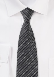 Gray Striped Tie in Knit Texture