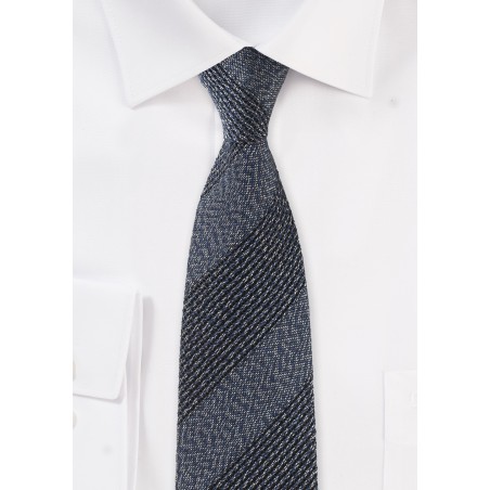 Textured Slim Cut Tie in Denim Blue