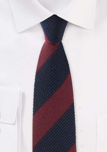 Knit Textured Designer Tie in Navy and Burgundy