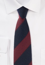 Knit Textured Designer Tie in Navy and Burgundy