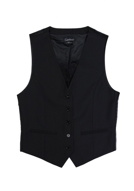 Women's Uniform Suit Vest Back in Solid Black