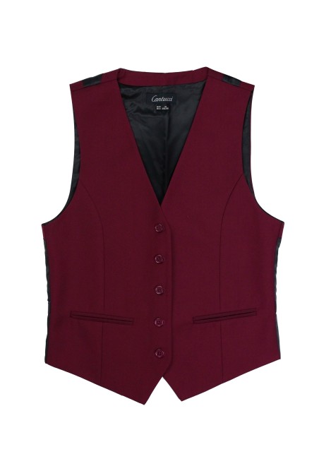 Women's Suit Vest in Deep Crimson Red Front