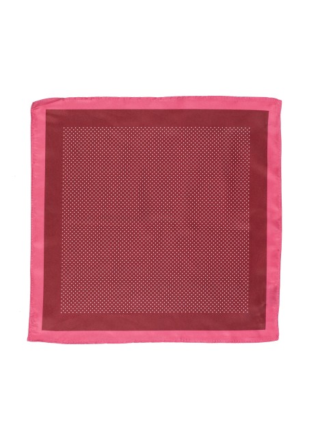 Red and Pink Spice Colored Suit Pocket Square with Printed Pin Dots