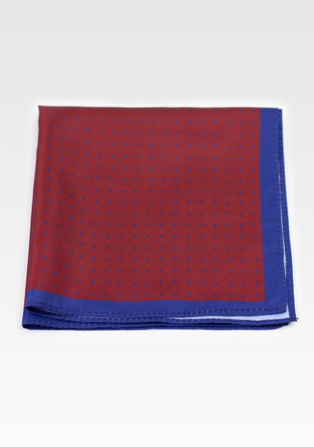 Cherry Pocket Square with Blue Dot Design