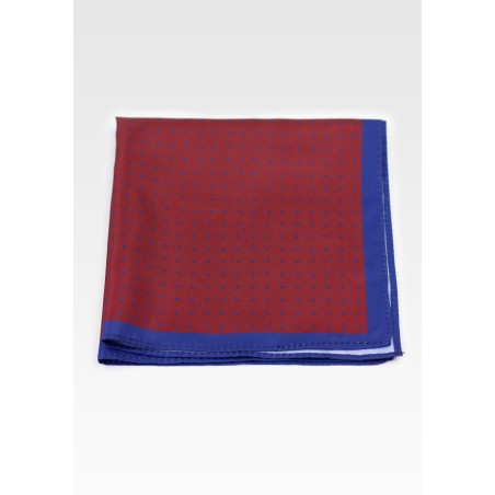 Cherry Pocket Square with Blue Dot Design