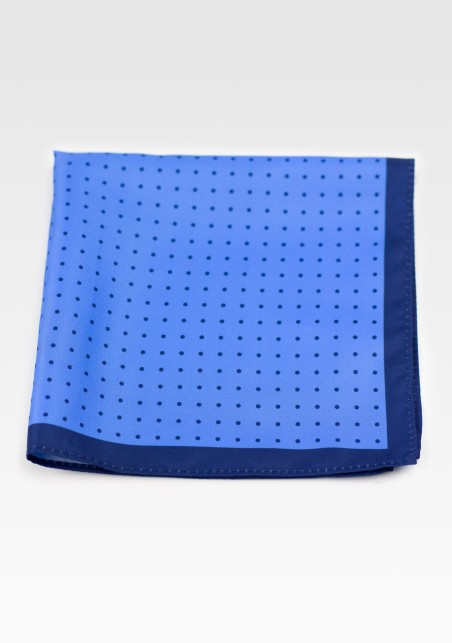 French Blue Hanky with Navy Polka Dots