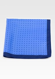 French Blue Hanky with Navy Polka Dots