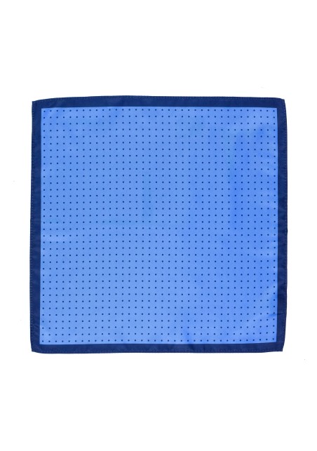 Sky Blue Pocket Square with Navy Polka Dots