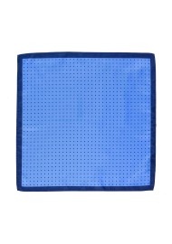 Sky Blue Pocket Square with Navy Polka Dots