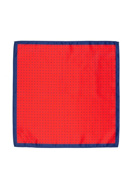 Tomato Red and Dark Blue Dotted Suit Hanky