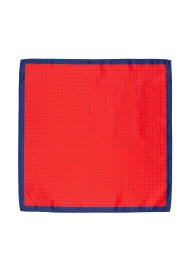 Tomato Red and Dark Blue Dotted Suit Hanky