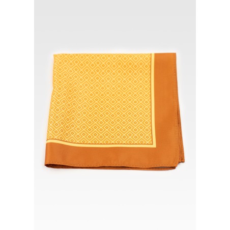Geometric Print Suit Pocket Square in Gold and Yellow