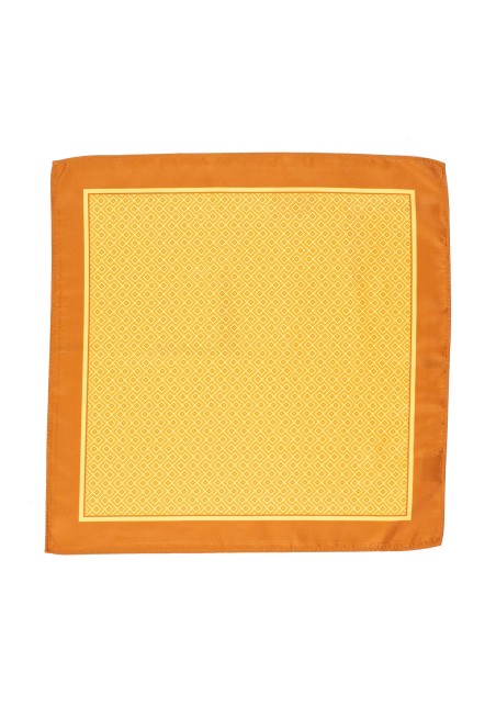 Geometric Print Suit Pocket Square in Marigold and Banana Dafadil