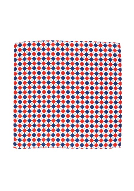 Patriotic Red, Dark Blue, White Harlequin Plaid Hanky