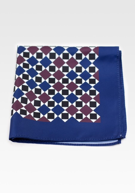 Navy and Wine Red Hanky in Retro Print