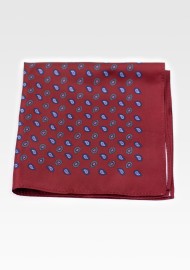 Classic Paisley Suit Pocket Square in Wine Red