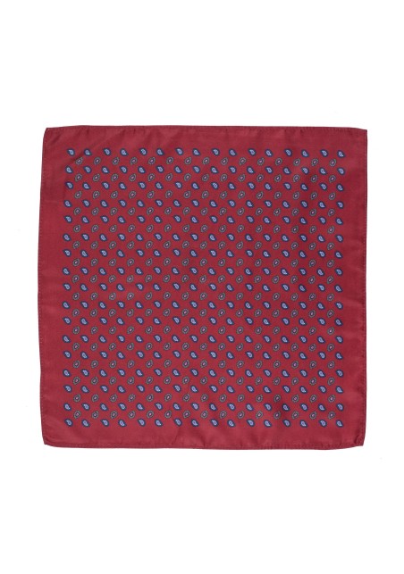 Classic Paisley Suit Pocket Square in Wine Red