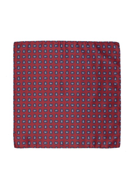 Wine Red Hanky with Paisley Print in Pink and Blue
