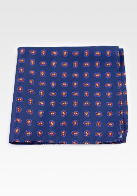 Contemporary Paisley Print Hanky in Dark Blue