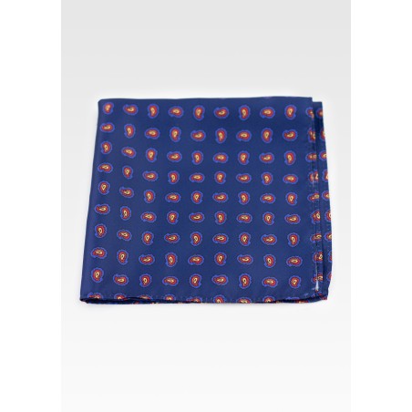 Contemporary Paisley Print Hanky in Dark Blue