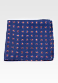 Contemporary Paisley Print Hanky in Dark Blue