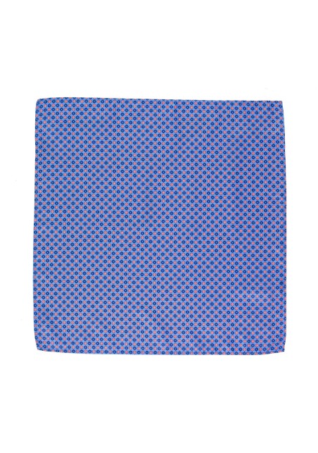 Geometric Floral Hanky in Blue and Orange