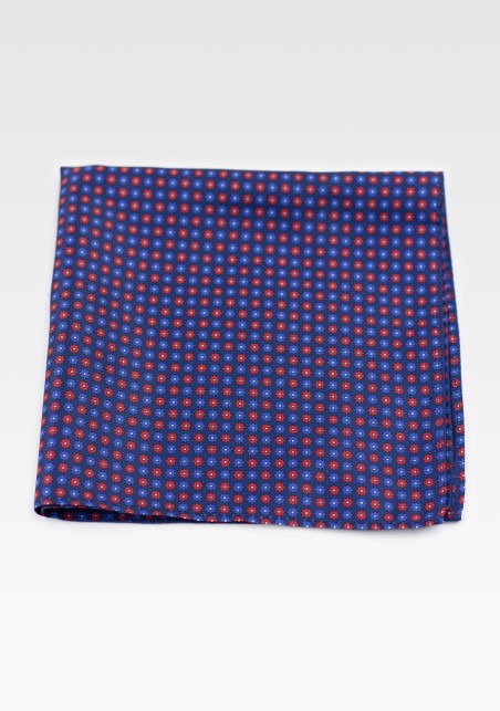 Navy Suit Hanky with Geometric Floral Print