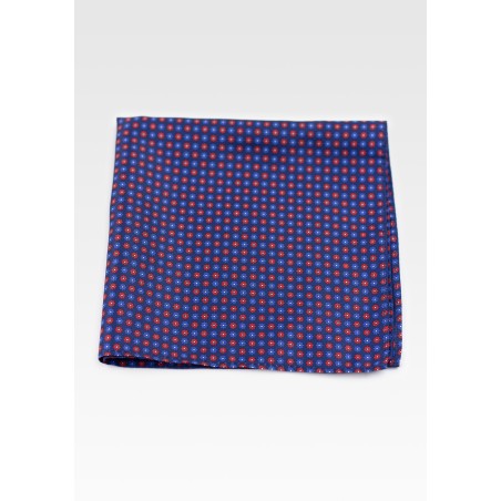 Navy Suit Hanky with Geometric Floral Print