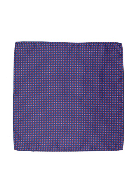 Dark Blue Suit Pocket Square with Geometric Floral Print