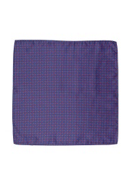 Dark Blue Suit Pocket Square with Geometric Floral Print