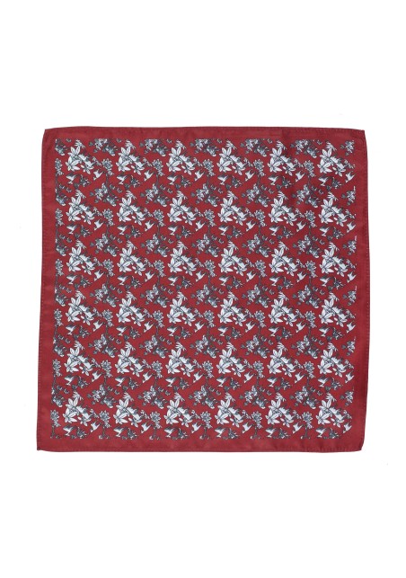 Wild Safari Print Pocket Square in Burgundy