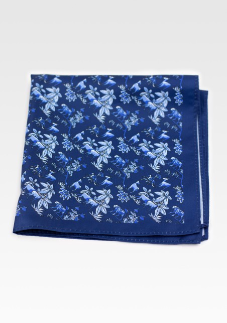 Wild Jungle Print Pocket Square in Blue