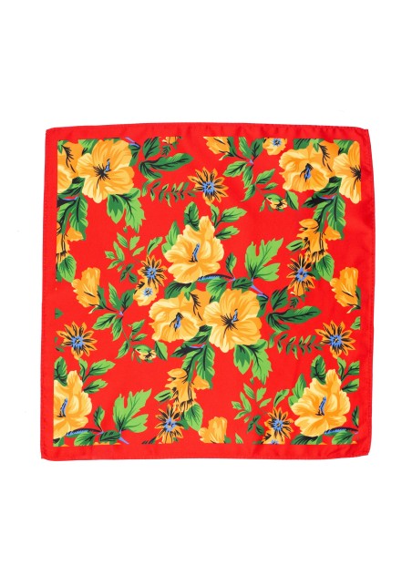 Red Hawaiian Print Inspired Suit Hanky