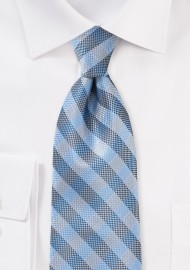 Plaid Micro Woven Tie in Blues and Silvers