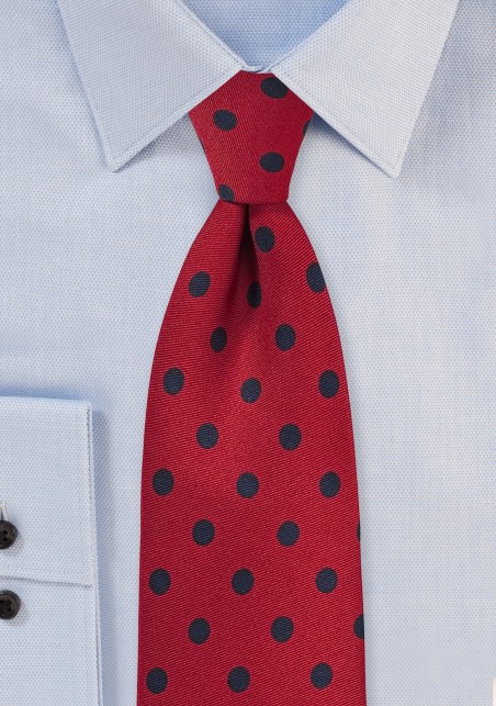 Apple Red and Navy Blue Polka Dot Tie
