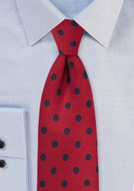 Apple Red and Navy Blue Polka Dot Tie