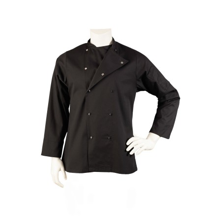 black mens chef jacket with fast snap buttons