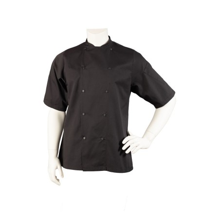 short sleeve black chef jacket light weight comfort fit