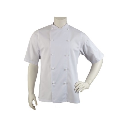 white chef jacket short sleeves relaxed fit men and women