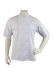 white chef jacket short sleeves relaxed fit men and women