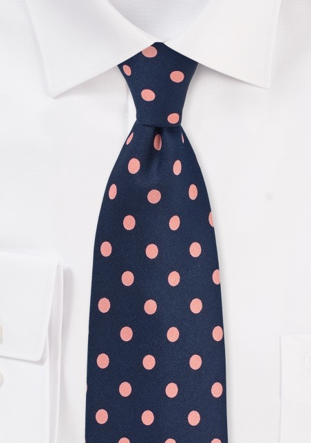 Navy and Pink Polka Dot Tie