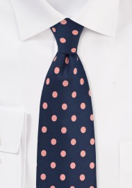 Navy and Pink Polka Dot Tie