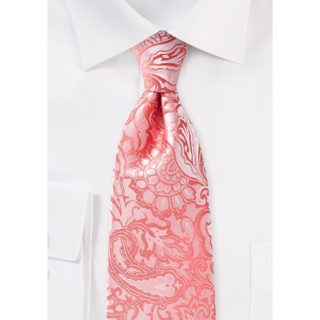 Kids Paisley Tie in Coral