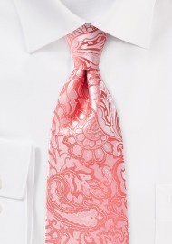 Coral Paisley Tie in XL
