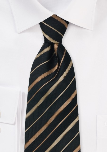 Black, Copper, Bronze Striped Kids Tie